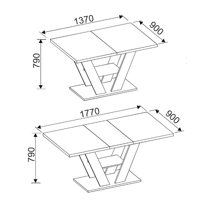 Rozkladací stôl Viton 137/177x90cm Antracyt