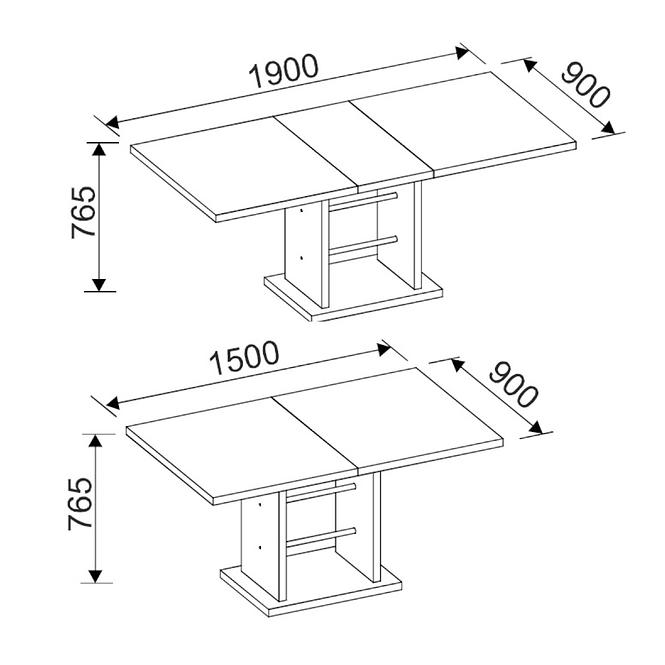 Rozkladací stôl Bath 150/190x90cm Biela