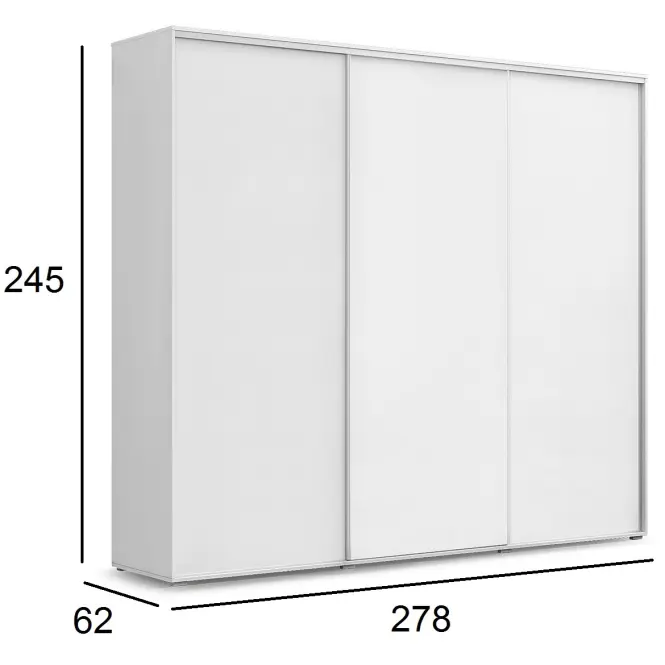 Skriňa s posuvnými dverami Kalina 278 cm – biela, trojdverová,2