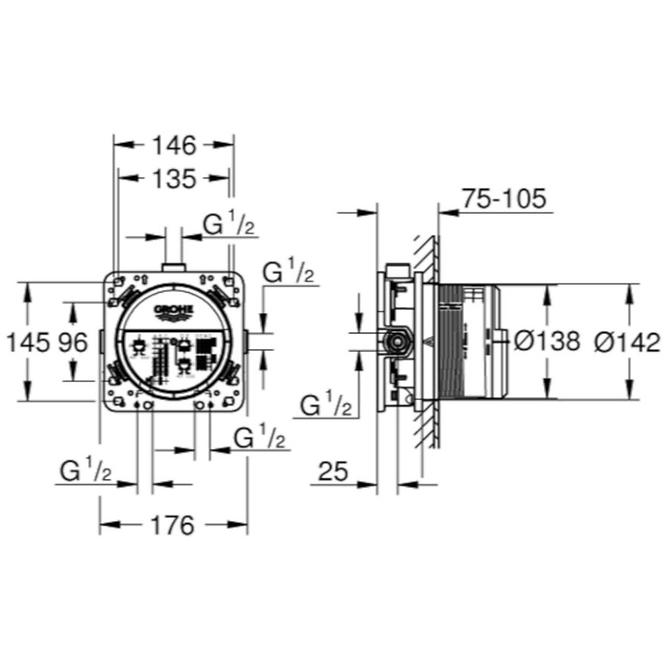 Podomietkový prvok GROHE RAPIDO SMARTBOX,2