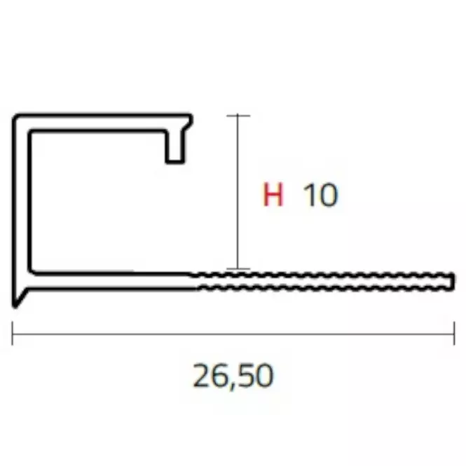 Hranový profil štvorcový hliník Beije 2500/10 mm