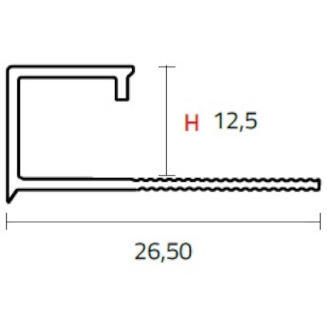 Hranový profil štvorcový hliníky Painted Anthracite 2500/12,5 mm