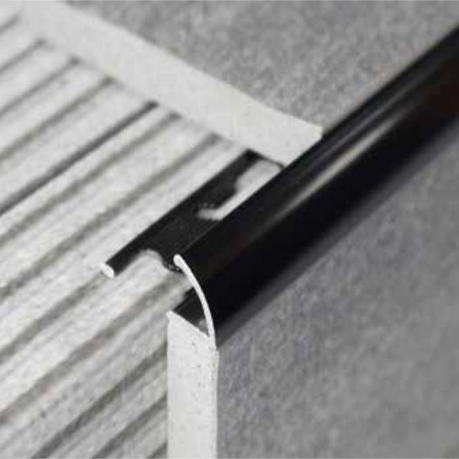 Rohový profil oválny hliník čierny Anod Brushed 2700/27/10 mm