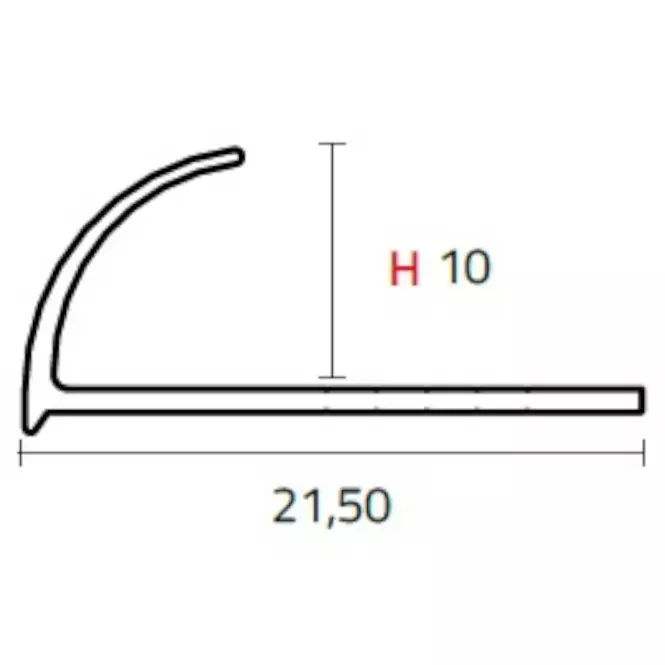 Rohový profil oválny hliník čierny Anod Brushed 2700/27/10 mm