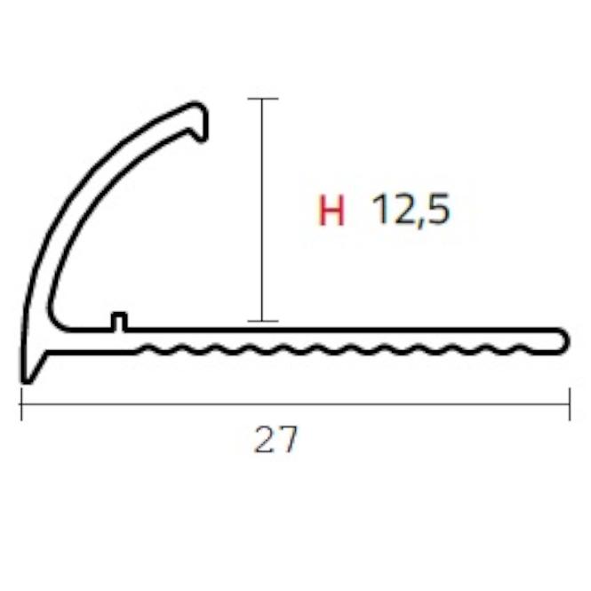 Rohový profil oválny hliník čierny Anod Brushed 2700/27/12,5 mm