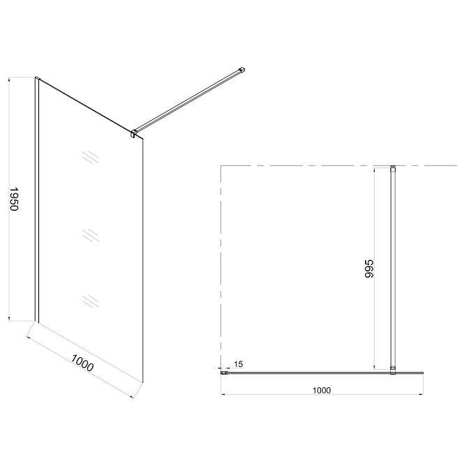 Sprchová Stena WALK-IN MIST 100X195 pretlač