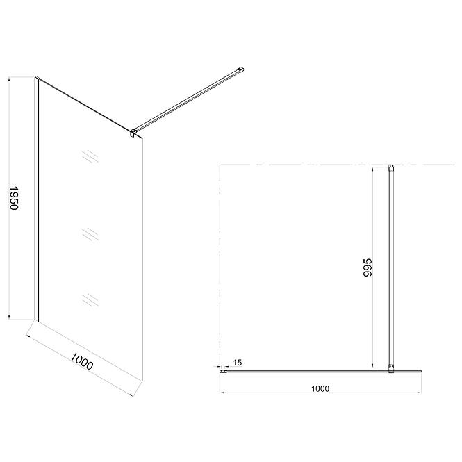 Sprchová Stena WALK-IN MIST 100X195 pretlač,5