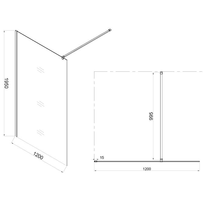 Sprchová Stena WALK-IN MIST 120X195 pretlač,5