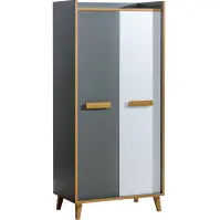 Skriňa Werso - 90 cm – Riviera/biela Bryl/antracit, dvojdverová