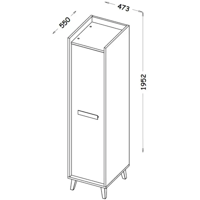 Skriňa Werso 47 cm – Riviera/brilantná biela/antracit, jednodverová,3