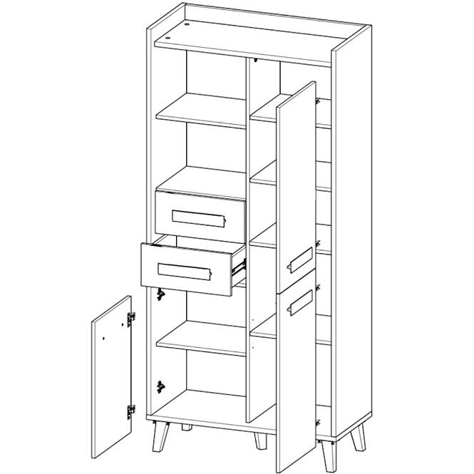 Regál  W3  Werso Riviera/Biely/Antracit,2