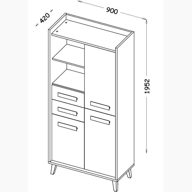Regál  W3  Werso Riviera/Biely/Antracit,3