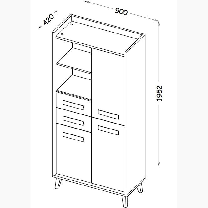 Regál  W3  Werso Riviera/Biely/Antracyt