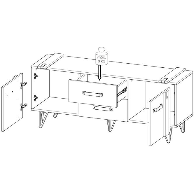 TV stolík Lofter LO7 Dąb,3