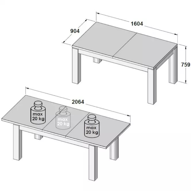 Rozkladací stôl Havanna 160/206x90 cm Staromodny dub,3