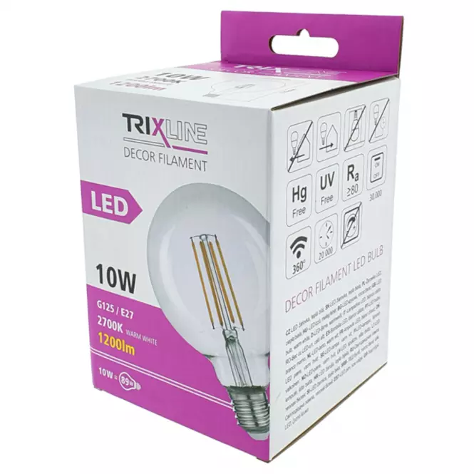 Žiarovka LED 10W E27 TRIXLINE  DECOR FILAMENT G125 2700K
