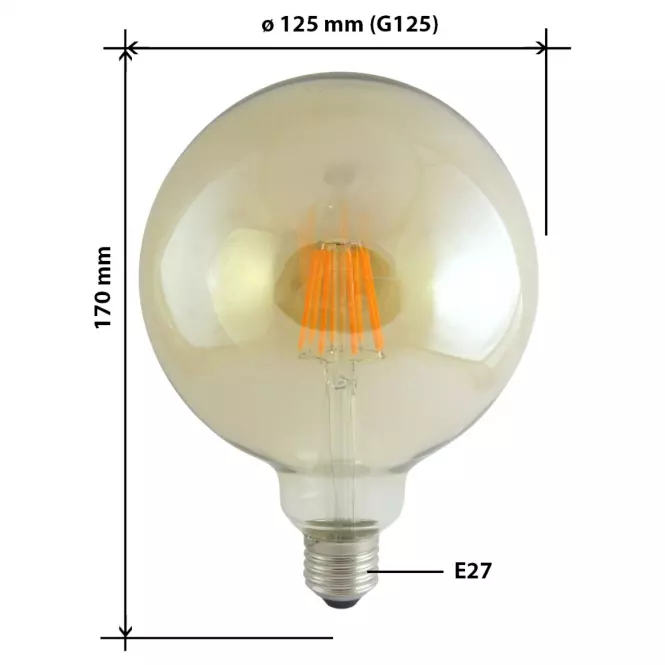 Žiarovka LED G125 10W E27 2000K Gold Decor Filament