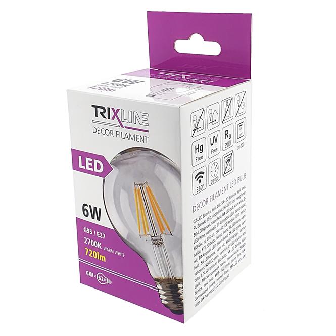 Žiarovka LED G95 6W E27 2700K Decor Filament,2