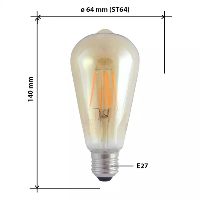 Žiarovka LED ST64 8W E27 1600K Gold Decor Filament,3