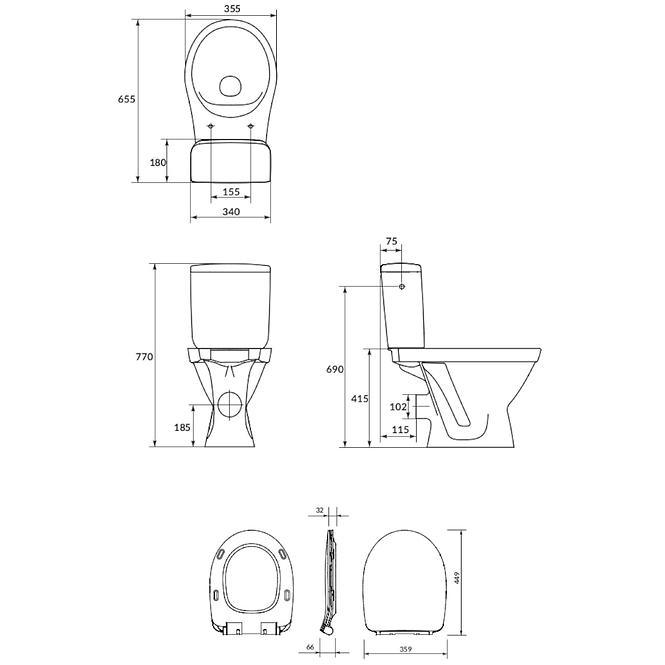 Wc Kombi 699 SIMPLE-ON doska s pomalým sklápaním 