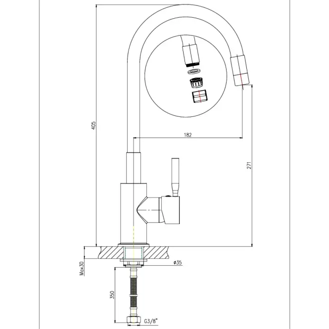 Samba flexibilná drezová batéria fialová,2