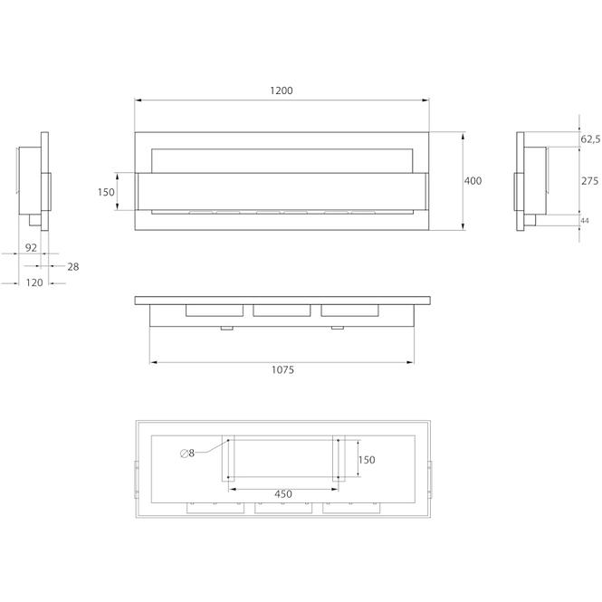 Biokrb 1200x400 zo sklom čierny štrukturálny,2