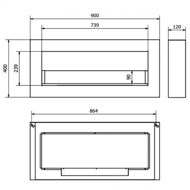 Biokrb 900x400 BOX  čierny štrukturálny zo sklom,4