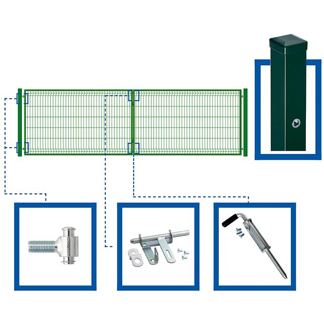 Zostava dvojkrídlová brána 4 x 1,2 m WGBRA-T000294