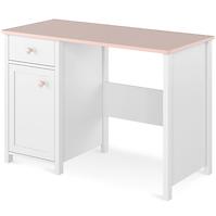 Písací stôl 1D1S Luna LN-03 biely/ružové