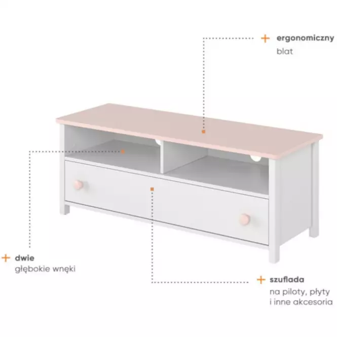 TV stolík 1S Luna LN-13 biely/ružové