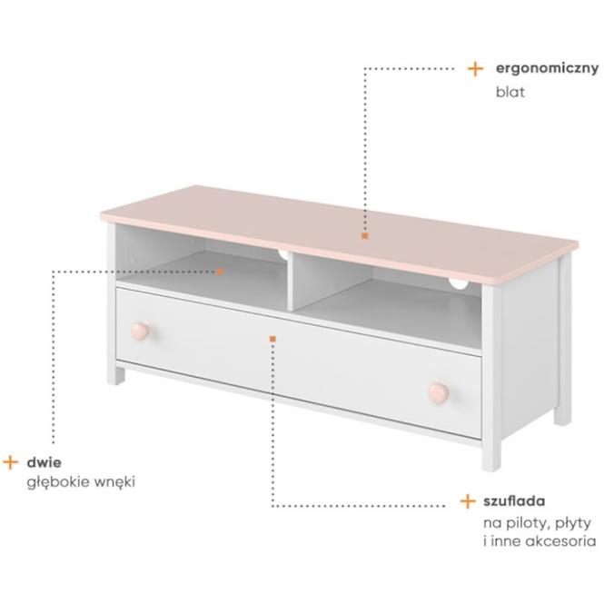 TV stolík 1S Luna LN-13 biely/ružové