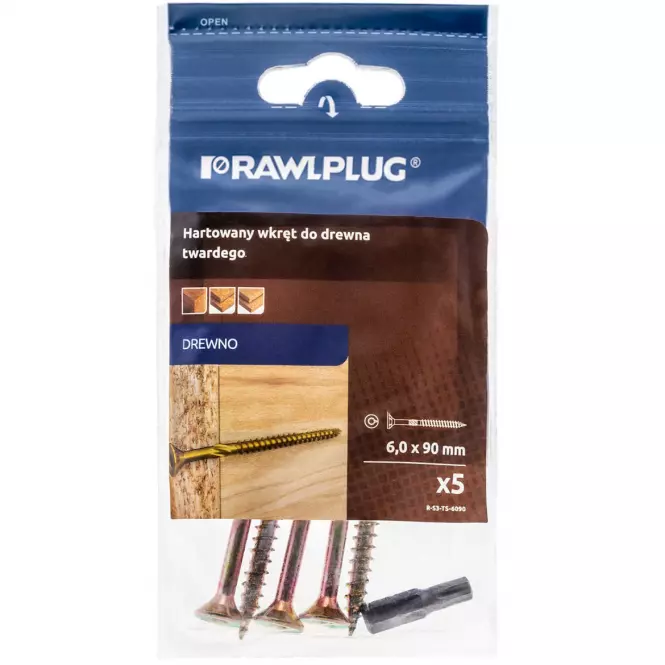 Rawlplug tvrdená skrutka do dreva 6x90 mm,2