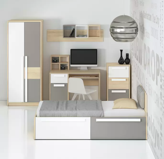 Rohová skriňa  01 Drop Buk Fjord/Biely/Šedá Platina,4