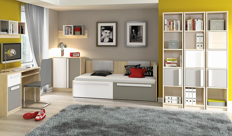Polička 18W19W DROP sivá platina,6