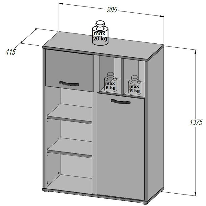 Regál 2D5P Canmore CNMR421R-C273,3