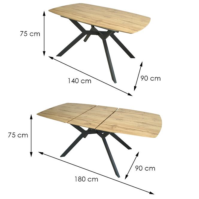 Rozkladací stôl Bari 140/180x90cm prírodný dub