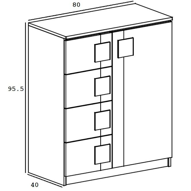 Komoda Gumi G3 Brilantná biela/Antracyt