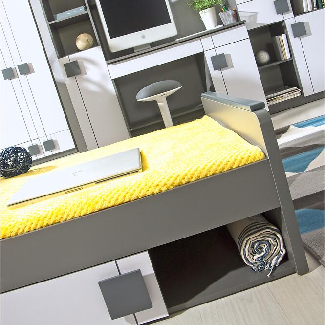 Posteľ s písacím stolom Gumi G15 Brilantná biela/Antracit