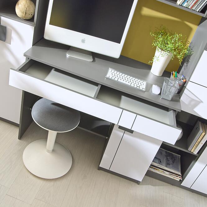 Posteľ s písacím stolom Gumi G15 Brilantná biela/Antracit