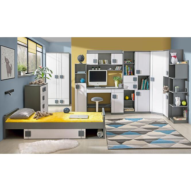 Posteľ s písacím stolom Gumi G15 Brilantná biela/Antracit