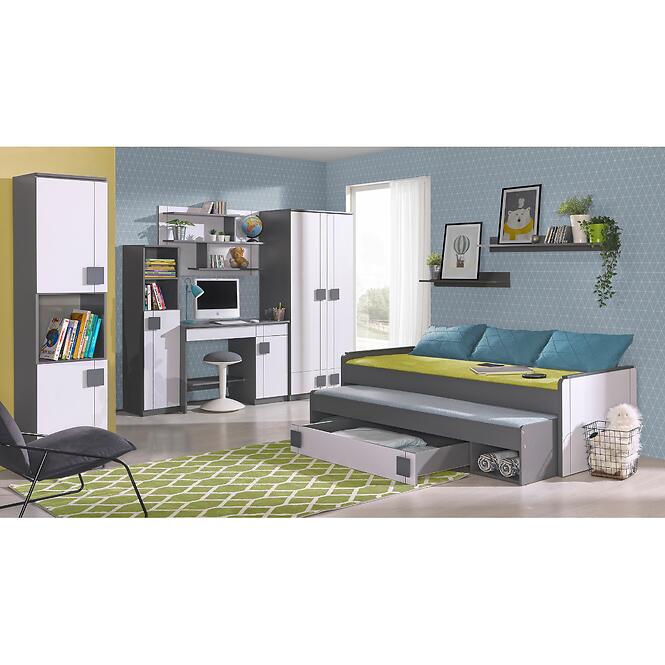 Posteľ s písacím stolom Gumi G15 Brilantná biela/Antracit