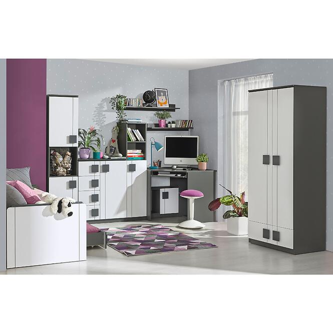 Posteľ s písacím stolom Gumi G15 Brilantná biela/Antracit