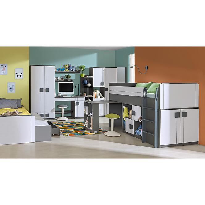 Posteľ s písacím stolom Gumi G15 Brilantná biela/Antracit