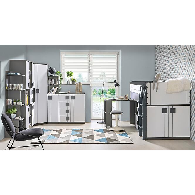 Posteľ s písacím stolom Gumi G15 Brilantná biela/Antracit