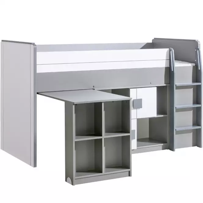 Posteľ Z Písací stôl+Regál Gumi G19 Brilantná biela/Antracyt