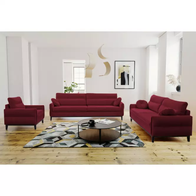 Sedacia súprava Bellano 3/2/1 Burgundy-Kromos 20 CZE DR.venge,4