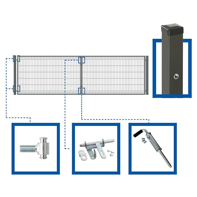 Zostava dvojkrídlová brána 4 x 1,2m WGBRA-T000297