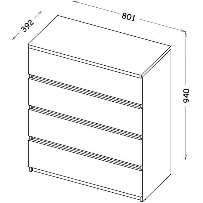 Komoda Arca 4S AR5 Dub Wotan/Biely,2