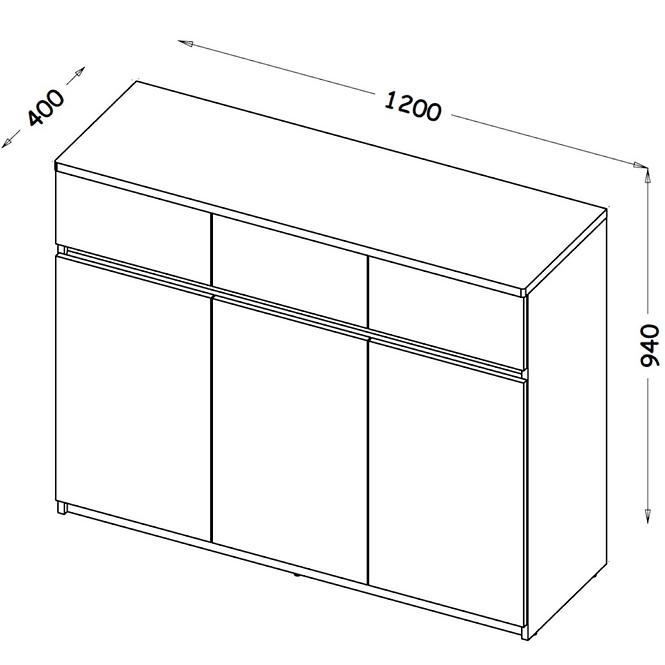 Komoda Arca 3D AR6 Dub Wotan/Biely,2