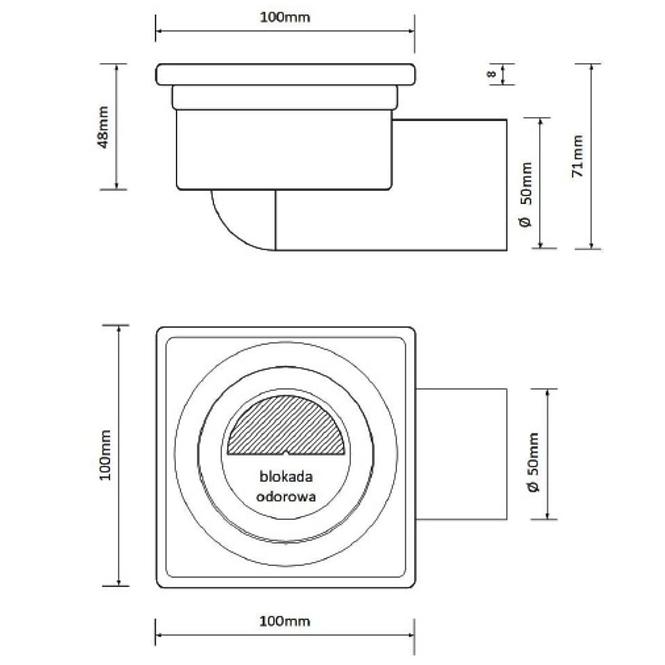 Podlahový odtok Axus mat 10x10 otočný 360 FI50 11315